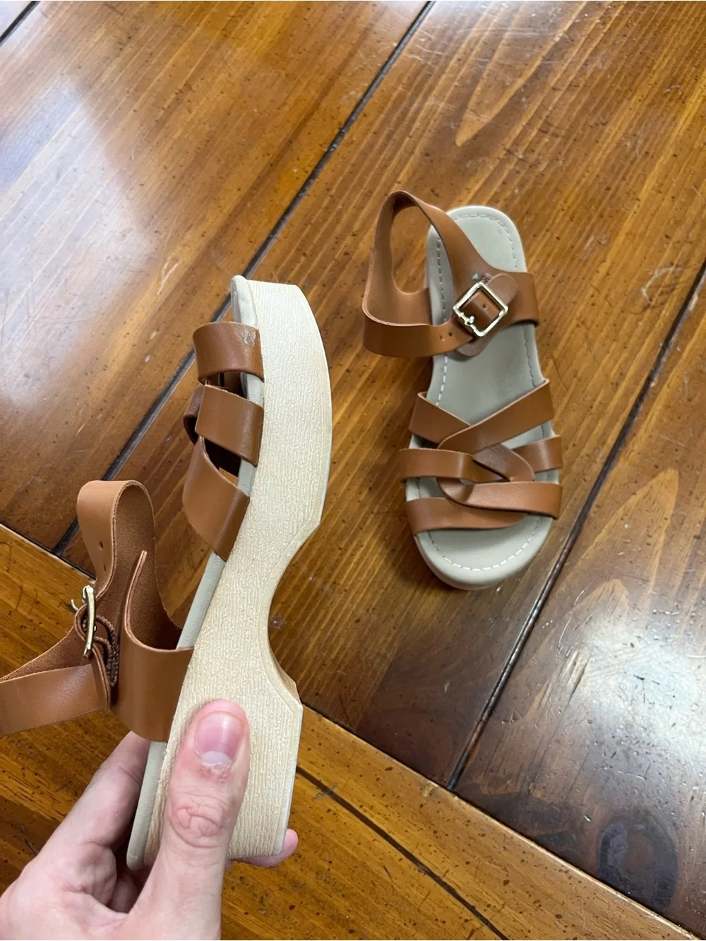 The Children's Place Brown Strappy Buckle Kids Sandals